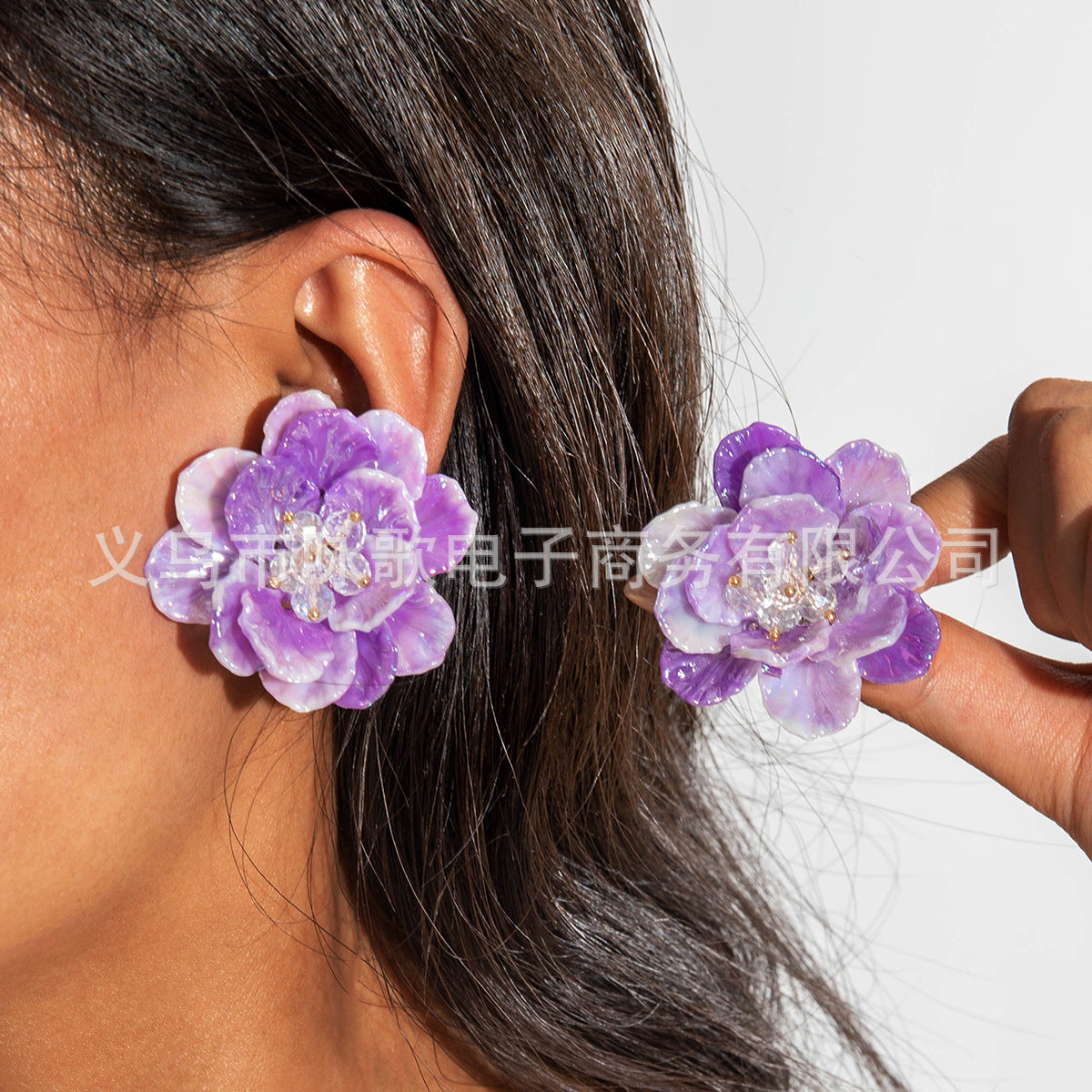 Wholesale 5pcs/pack sweet color resin petals flower earrings